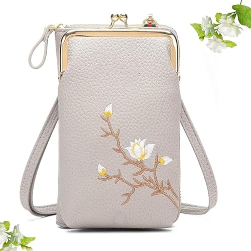 Generisch Subsequentn Women Sling Cross-Body Wallet with Mobile Cell Phone Holder, Women Sling Cross-Body Wallet for Travel (Gray) von Generisch