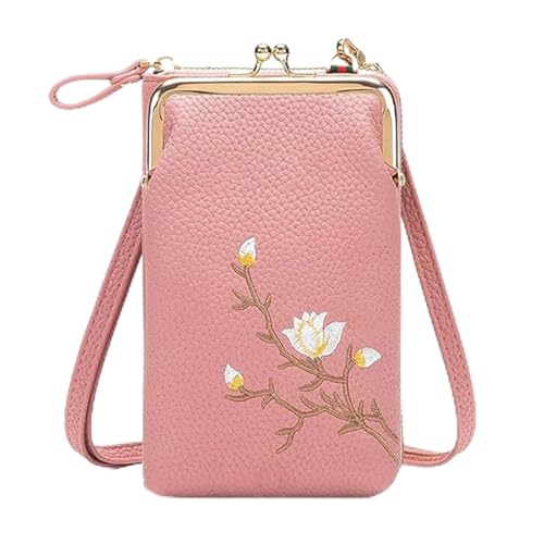 Generisch Subsequentn Women Sling Cross-Body Wallet with Mobile Cell Phone Holder, Women Sling Cross-Body Wallet for Travel (Pink) von Generisch