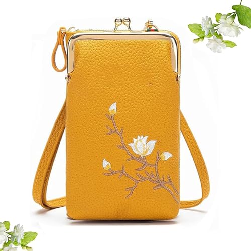 Generisch Subsequentn Women Sling Cross-Body Wallet with Mobile Cell Phone Holder, Women Sling Cross-Body Wallet for Travel (Yellow) von Generisch