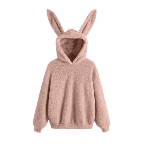 Generisch Süß Kapuzenpullover Damen Hoodie mit Hasenohren Baggy Pullover Bequeme Sweatshirt Warme Winterpullover Modische Damenpullover Schön Kapuzenpulli Weiche Oberteile Mantel Flauschig Outwear von Generisch