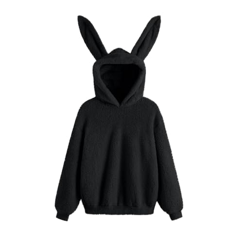Generisch Süß Kapuzenpullover Damen Hoodie mit Hasenohren Baggy Pullover Bequeme Sweatshirt Warme Winterpullover Modische Damenpullover Schön Kapuzenpulli Weiche Oberteile Mantel Flauschig Outwear von Generisch