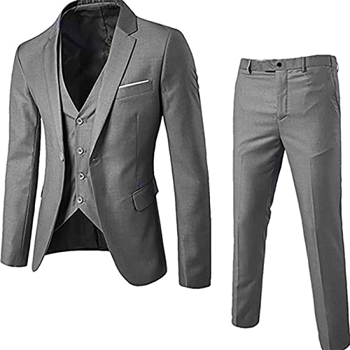 Generisch Suitsuit Anzug Herren Blau Set Weihnachten Business Outfit Slim Fit Weihnachtsbaum Jeansjacke Schwarz Herrenanzug 2-Teilig Grau L von Generisch