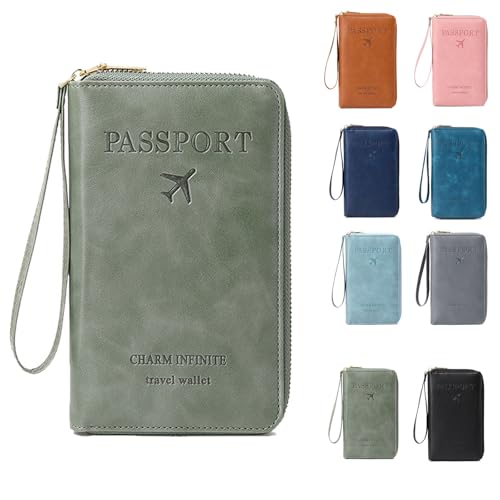 Generisch Summer Simple Plain Passport Cases Back to School, Charm Infinite Travel Wallet, Multi-Functional Zipper Travels Cards Holder, Blocking Card Holder, for School, Outdoor (Green) von Generisch