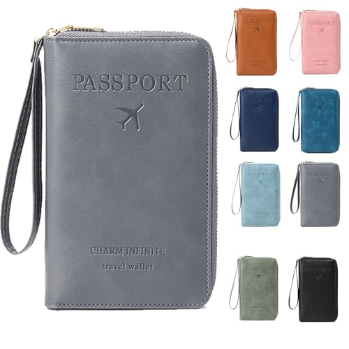 Generisch Summer Simple Plain Passport Cases Back to School, Charm Infinite Travel Wallet, Multi-Functional Zipper Travels Cards Holder, Blocking Card Holder, for School, Outdoor (Grey) von Generisch