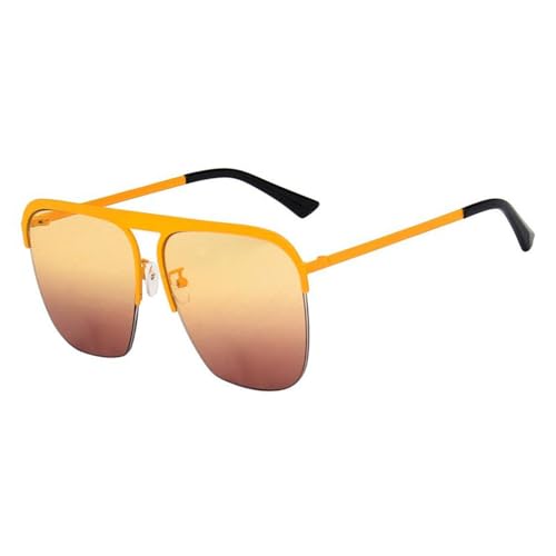 Generisch Sunglasses Semi-Rimless Sun Glasses Anti-UV Eyeglasses Gradient Lens(Yellow Grey) von Generisch