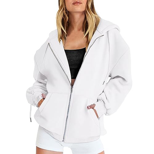 Generisch Sweatjacke Damen, Sweatjacke Damen Oversize Zipper Hoodie Kapuzenjacke Langarm Sweatshirt Jacke mit Kapuze Daumenloch Casual Sport Style Kapuzenpullover mit Reißverschluss Mantel Sportjacke von Generisch