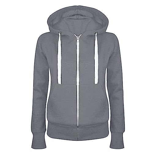 Generisch Sweatjacke Damen Hoodie Sweatshirt mit Kapuze Übergangsjacke Sportjacke Trainingsjacke Sweatshirtjacke Kapuzenjacke Kapuzenpullover mit Reißverschluss Pullover Mantel Oberteile Leicht von Generisch