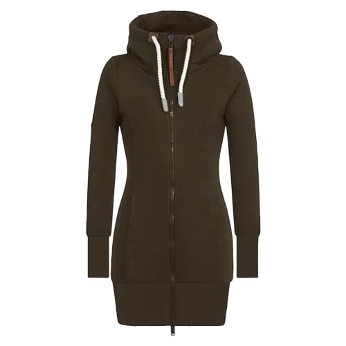 Generisch Sweatjacke Damen Langarmshirt Lang mit Kapuzen und Reißverschluss Winter Herbstmantel Jacke Winterjacke Warm Lange Weste Damen Sweatshirt Langarm Hoodie Freizeit Kapuzenpullover von Generisch