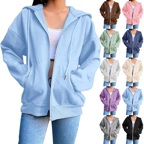 Generisch Sweatjacke Damen Mit Kapuze Oversize Kapuzenjacke Langarm Kapuzenpullover Zipper Hoodie 2025 Sweatshirt-Jacke Oversize Sportjacke College Jacke Übergangsjacke Mit Kapuze Herbst Jacken von Generisch