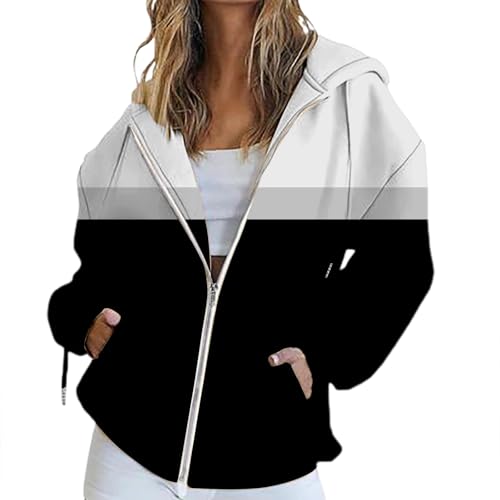 Generisch Sweatjacke Damen Mit Kapuze Zipper Hoodie - Oversize übergangsjacke Kapuzenjacke Langarm Reißverschluss Sportjacke Leichte Casual Sweatshirt Jacke Halloween/Weihnachten/Geschenke von Generisch