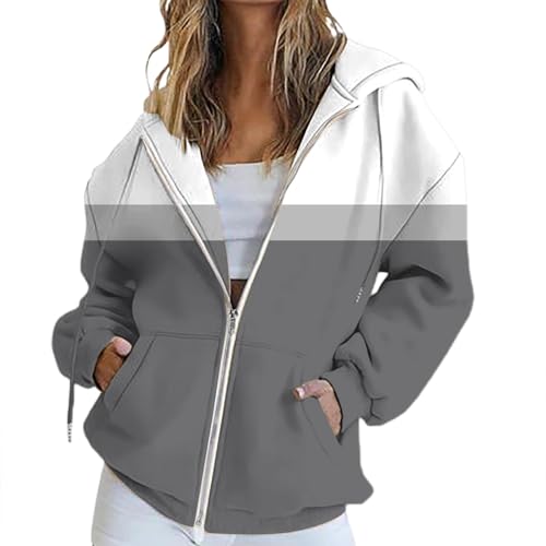 Generisch Sweatjacke Damen Mit Kapuze Zipper Hoodie - Oversize übergangsjacke Kapuzenjacke Langarm Reißverschluss Sportjacke Leichte Casual Sweatshirt Jacke Halloween/Weihnachten/Geschenke von Generisch