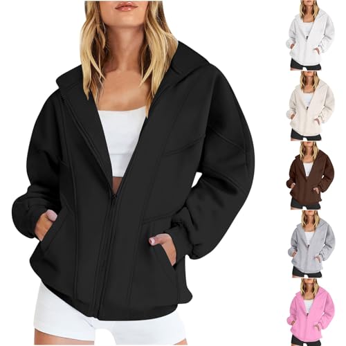 Generisch Sweatjacke Damen Strickjacke Übergangsjacke Jacke Pullover Sweatshirt mit Tasche Freizeit Einfarbig Winterjacke Baumwolle Oberteile Reißverschluss Mantel Sale Damen Schwarz XXL Generisch Sweatjacke Damen Strickjacke Übergangsjacke Jacke Pullover Sweatshirt mit Tasche Freizeit Einfarbig Winterjacke Baumwolle Oberteile Reißverschluss Mantel Sale Damen Schwarz XXL von Generisch