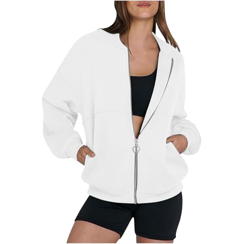 Generisch Sweatjacke Damen Strickjacke Übergangsjacke Jacke Pullover Sweatshirt mit Tasche Freizeit Einfarbig Winterjacke Baumwolle Oberteile Reißverschluss Mantel Angebote Weiß S Generisch Sweatjacke Damen Strickjacke Übergangsjacke Jacke Pullover Sweatshirt mit Tasche Freizeit Einfarbig Winterjacke Baumwolle Oberteile Reißverschluss Mantel Angebote Weiß S von Generisch