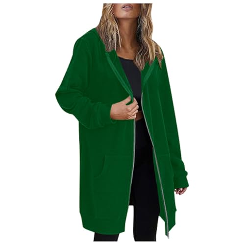 Generisch Sweatjacke Damen Zip Lang Kapuzenjacke Warm Fleecejacke mit Kapuze Langarm Hoodie Casual Lockere Kapuzenpullover mit Taschen Jacke Drawstring Winterjacke Modisch Streetwear von Generisch