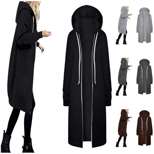 Generisch Sweatjacke Damen mit Kapuze Winterjacke Lang Hoodie Jacke Casual Lose Sweatshirt Einfarbig Elegant Fleecejacke Zip Kapuzenpullover Mantel mit Taschen Outwear Cardigan Langarm Kapuzenjacke Generisch Sweatjacke Damen mit Kapuze Winterjacke Lang Hoodie Jacke Casual Lose Sweatshirt Einfarbig Elegant Fleecejacke Zip Kapuzenpullover Mantel mit Taschen Outwear Cardigan Langarm Kapuzenjacke von Generisch
