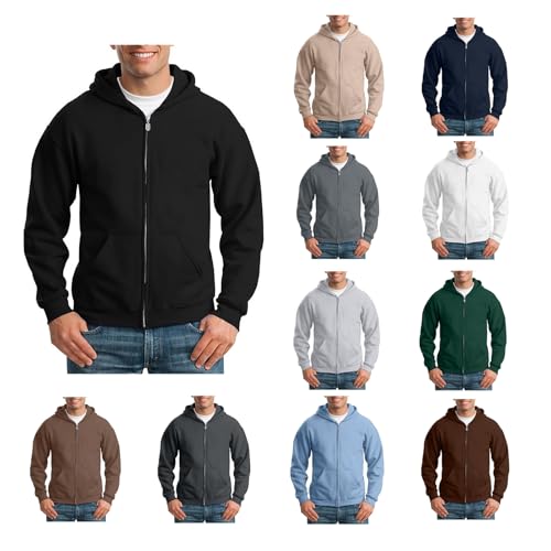 Generisch Sweatjacke Herren Hoodie Kapuzenjacke Mit Reißverschluss Fleecejacke Herbst Winter Kapuzenpullover Einfarbig Oversized Sweatshirt Leichte Sportjacke Outdoorjacke Pullover Mit Kapuze von Generisch