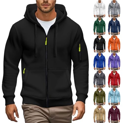 Generisch Sweatjacke Herren Kapuzenpullover FüR Herren Winter Sweatjacke mit Kapuze Und ReißVerschluss Oversized Hoodie MäNner Hoody Sweatshirt Leichte Hoody MäNner von Generisch
