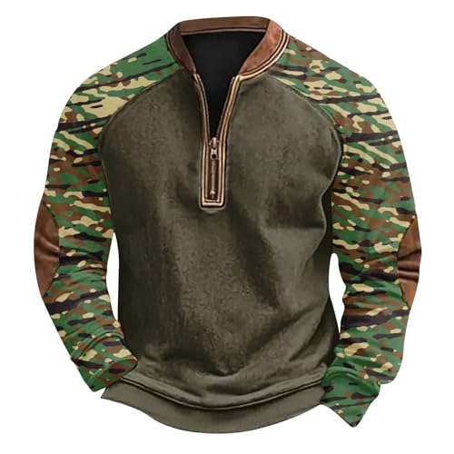Generisch Sweatjacke Herren Mit Kapuze, Pullover Basic Half Zip Multicam Armee Zipper Mode Gym Dünne Pullover Herren Camouflage Reißverschluss Jogginganzug 5XL von Generisch