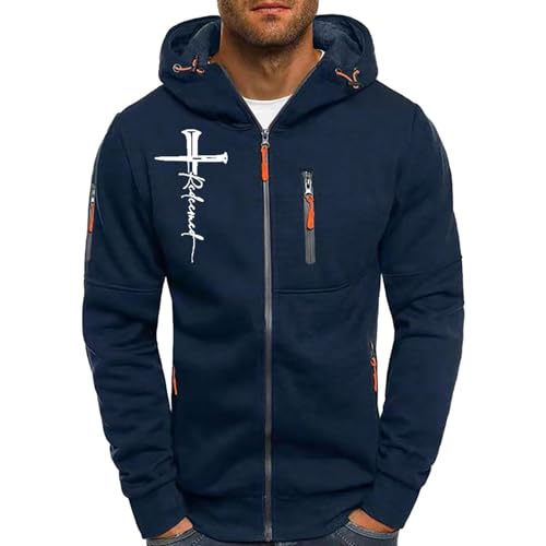 Generisch Sweatjacke Herren Mit Kapuze,Sweatshirt Herren Mit Kapuze Reißverschluss Modische Jacke Bequeme Freizeitjacke Leichte Dünne Sportshirt Atmungsaktive Kapuzenjacke Winddicht Trainingsshirt von Generisch