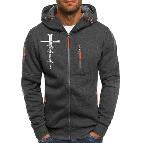 Generisch Sweatjacke Herren Mit Kapuze,Sweatshirt Herren Mit Kapuze Reißverschluss Modische Jacke Bequeme Freizeitjacke Leichte Dünne Sportshirt Atmungsaktive Kapuzenjacke Winddicht Trainingsshirt von Generisch