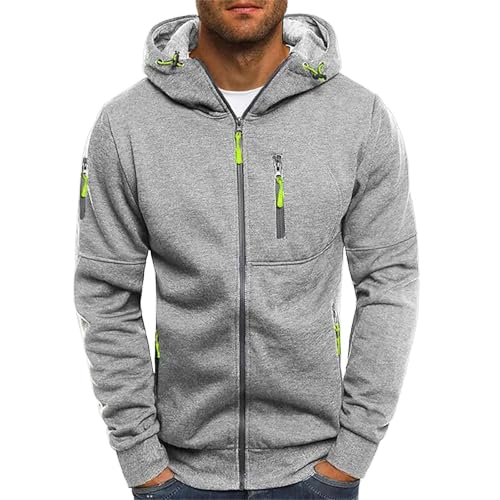 Generisch Sweatjacke Herren Mit Kapuze Weiß Sweatshirt Herren Mit Reissverschluss Classic Pullover Basic Sweatpullover Slim Fit Cardigan Herbst Winter Hoodie Übergangsjacke Wärme Winterjacke von Generisch