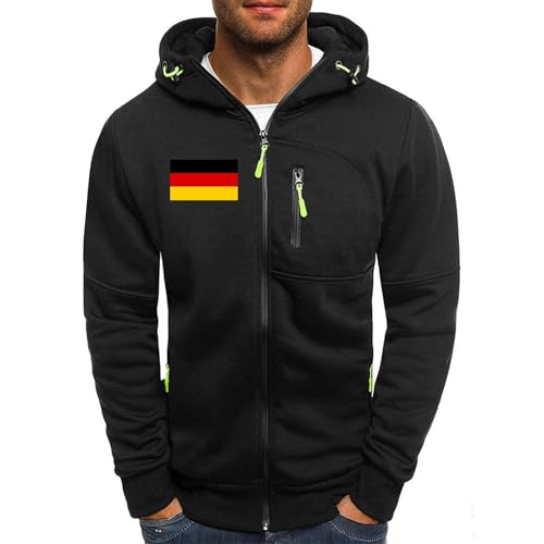 Generisch Sweatjacke Herren Ohne Kapuze Sportjacke mit Reißverschluss Stehkragen übergangsjacke Fleecejacke Regular Fit Atmungsaktive Outdoor Jacke Freizeit Jacken Wander Freizeitjacke Schwarz 3XL von Generisch