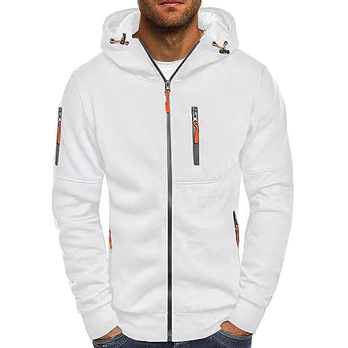 Generisch Sweatjacke Herren Reißverschluss mit Taschen Leichte Kapuzenjacke Strickjacke Sportlich mit Kapuze Regular Fit Hoodie Übergangsjacke Casual Outdoor Sportjacke Kapuzenpullover von Generisch