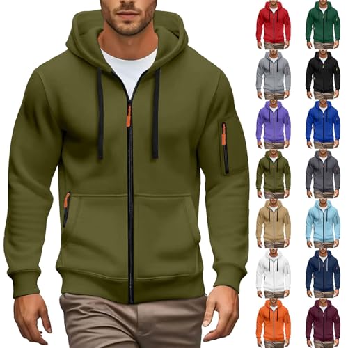 Generisch Sweatjacke Herren Zip Hoodie Oversized Sweatshirt mit ReißVerschluss Comfort Fit Kapuzenjacke Atmungsaktiv Bequeme Kapuzenpullover Essentials Hoodie Training übergangsjacke Jogging Hoody von Generisch