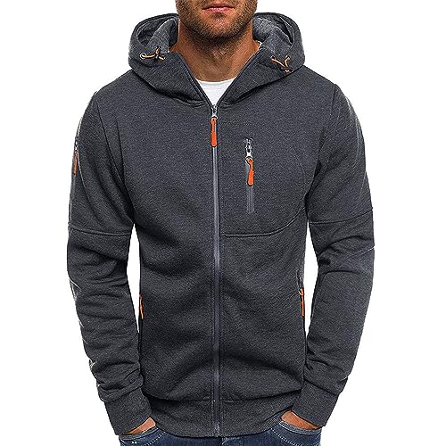 Generisch Sweatjacke Herren Zipper Hoodie Kapuzenjacke mit Reißverschluss Oversized Übergangsjacke Sweatshirt Jacke Kapuzenpullover Freizeit Sportjacke Outdoorjacke von Generisch