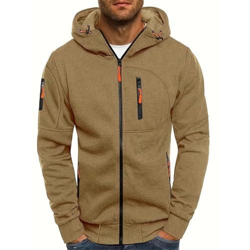 Generisch Sweatjacke Herren Zipper Hoodie Kapuzenjacke mit Reißverschluss Oversized Übergangsjacke Sweatshirt Jacke Kapuzenpullover Freizeit Sportjacke Outdoorjacke von Generisch