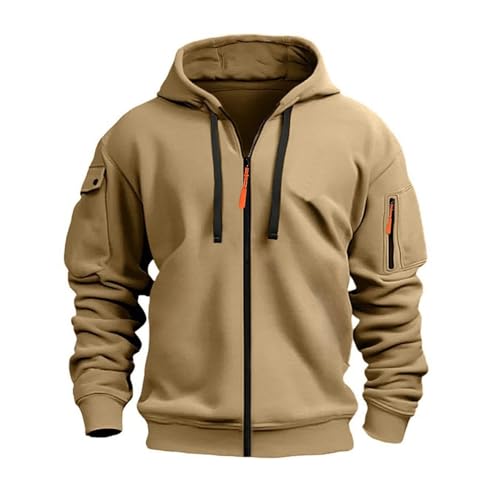 Generisch Sweatjacke Herren mit Kapuze Warm Fleece Kapuzenpullover mit Reißverschluss Sweatshirt Jacke Zip Hoodie Streetwear Kapuzenshirt Langarm Arbeitspullover von Generisch