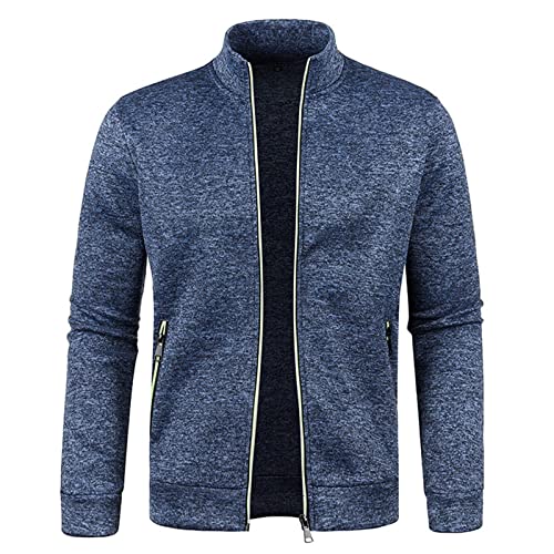Generisch Sweatjacke Herren ohne Kapuze Zip Strickjacke Übergangsjacke Jacke Winter mit Reißverschluss Sweatshirt Oversized Sportjacke Outdoorjacke Jogging Gym Pullover Männer mit Taschen von Generisch