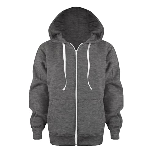 Generisch Sweatjacke Jungen Kinder Zip Up Hoodie Einfarbig Sportlich Hoodie Jacke mit Reißverschluss und Kordelzug Langarm Kapuzenjacke Kapuzenpullover Sportlich Sweatshirt mit Kapuze 3-12 Jahre von Generisch