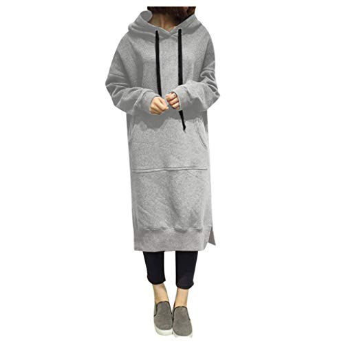 Generisch Sweatkleid Damen Langarm Oversized: Sweatshirt Jacke Damen Mit Kapuze Lang - Hoodie Coat Mit Taschen Und Kapuze Casual Hoodie-Kleid Pullover Warme Lange-Tops Sweatjacke Jumper Pulli Kleider von Generisch