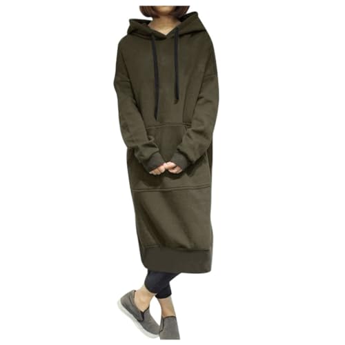 Generisch Sweatkleid Damen Langarm Oversized: Sweatshirt Jacke Damen Mit Kapuze Lang - Hoodie Coat Mit Taschen Und Kapuze Casual Hoodie-Kleid Pullover Warme Lange-Tops Sweatjacke Jumper Pulli Kleider von Generisch
