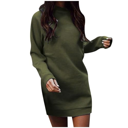 Generisch Sweatkleid Damen Langarm Pullover Kleider Damen Kurz Freizeitkleid Halbhoher Kragen Einfarbig Herbstkleid Slim Fit Baumwolle Damenpullover Lässiges Schlichtes Kurzekleid Elegant Pullikleid von Generisch