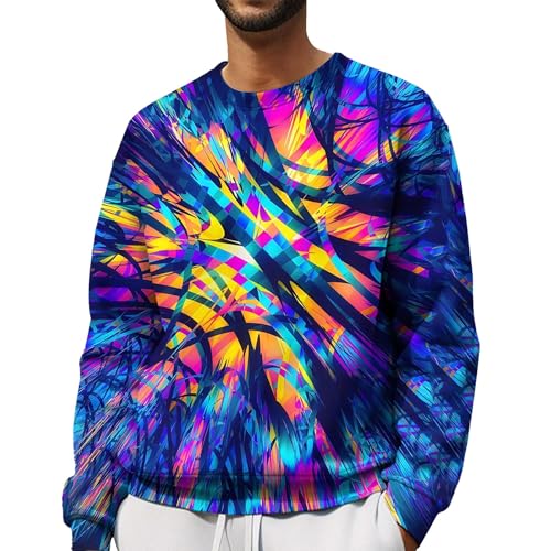 Generisch Sweatpullover Herren Ohne Kapuze Sweatshirt Herren Baumwolle Langarm Kapuzenpullover Herbst Mode Sport Freizeit Druckte Sweater Herbst Winter Übergangsmantel Farbkontrast Sportoberteil von Generisch