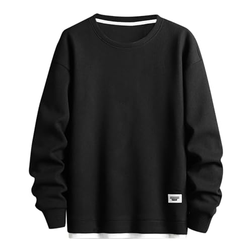 Sweatshirt Herren Baumwolle Rundhals Hoodie Pullovers Winter Männer Soft Langarm Sweatshirts Männer Lässiger Elegant Strickpullover, XL von Generisch