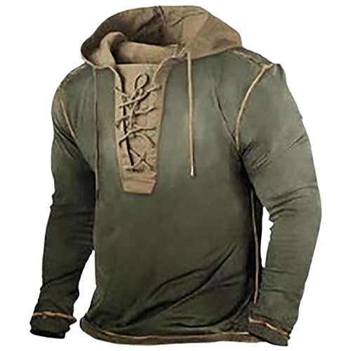 Generisch Sweatshirt Herren Dünn, Hoodie Herren Oversize Vintage Langärmeliger Schnürer Kapuzenpullover In Used-Optik Retro Distressed Oberteil Langarm Pullover Mit Kapuze Bequeme Casual Streetwear von Generisch
