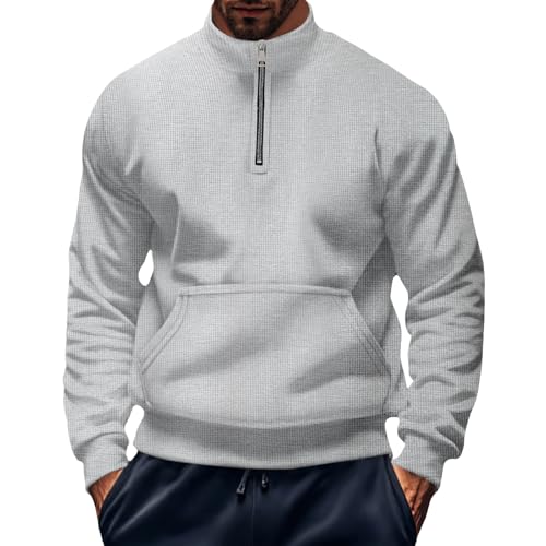 Generisch Sweatshirt Herren Mit Stehkragen, Pullover Herren Mit Reißverschluss Am Kragen, Strickshirt Einfarbig Pulli Mit Bauchtasche Sweatjacke Leichtgewichts Sweater Regulär Fit Sweatjacke Generisch Sweatshirt Herren Mit Stehkragen, Pullover Herren Mit Reißverschluss Am Kragen, Strickshirt Einfarbig Pulli Mit Bauchtasche Sweatjacke Leichtgewichts Sweater Regulär Fit Sweatjacke von Generisch