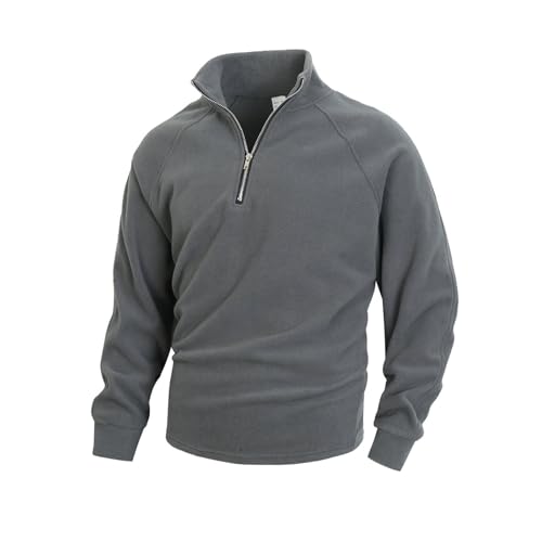 Generisch Sweatshirt Herren Ohne Kapuze, Fleecejacke Herren Outdoor Mit 1/4 Reißverschluss Stehkragen Polar-Fleecejacke Einfarbig Basic Sweatpullover Langärmeliger Bequemes Und Warmes Fleecemantel von Generisch