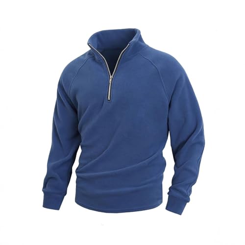 Generisch Sweatshirt Herren Ohne Kapuze, Fleecejacke Herren Outdoor Mit 1/4 Reißverschluss Stehkragen Polar-Fleecejacke Einfarbig Basic Sweatpullover Langärmeliger Bequemes Und Warmes Fleecemantel von Generisch