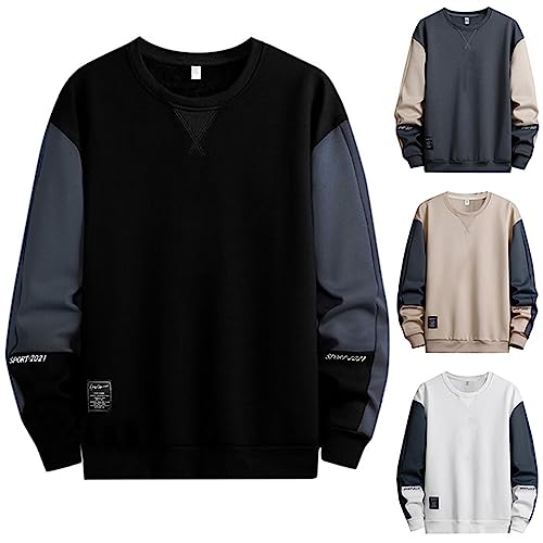 Generisch Sweatshirt Herren Ohne Kapuze Basic Sweater Freizeit Langarmshirt Rundhalsausschnitt Oversized Sweatshirt Hip Hop Streetwear Fitness-Sweatshirt für Herren von Generisch