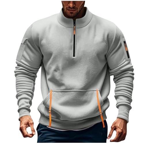 Generisch Sweatshirt Herren Reißverschluss Pullover Gym Sweatshirts Rundhal Herbst Winter Übergangsjacke Stretchy Winddicht Sportshirt Klassische Outdoor Bekleidung Slim Fit Oberteil von Generisch