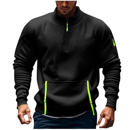 Generisch Sweatshirt Herren Reißverschluss Pullover Gym Sweatshirts Rundhal Herbst Winter Übergangsjacke Stretchy Winddicht Sportshirt Klassische Outdoor Bekleidung Slim Fit Oberteil von Generisch