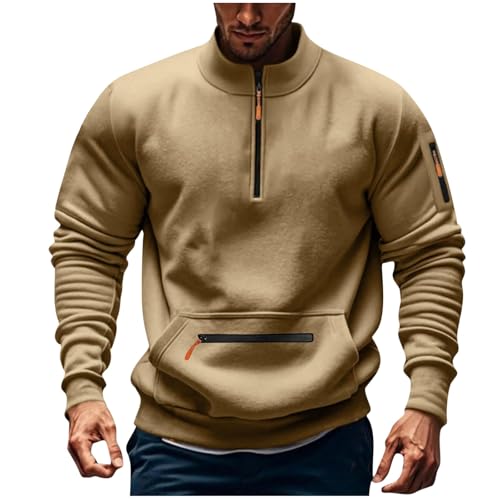 Generisch Sweatshirt Herren Reißverschluss Pullover Gym Sweatshirts Rundhal Herbst Winter Übergangsjacke Stretchy Winddicht Sportshirt Klassische Outdoor Bekleidung Slim Fit Oberteil von Generisch