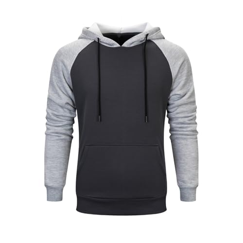 Generisch Sweatshirt Herren mit Kapuze Patchwork Hoodie Herren Pullover Langarm Kapuzenpulli mit Kordelzug Kapuzenpullover Farbblock Sweater Bequem Arbeitspullover Leichtgewichts Pulli mit Taschen von Generisch