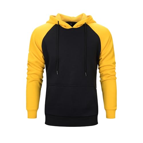 Generisch Sweatshirt Herren mit Kapuze Patchwork Hoodie Herren Pullover Langarm Kapuzenpulli mit Kordelzug Kapuzenpullover Farbblock Sweater Bequem Arbeitspullover Leichtgewichts Pulli mit Taschen von Generisch
