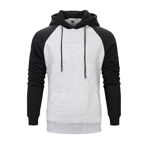 Generisch Sweatshirt Herren mit Kapuze Patchwork Hoodie Herren Pullover Langarm Kapuzenpulli mit Kordelzug Kapuzenpullover Farbblock Sweater Bequem Arbeitspullover Leichtgewichts Pulli mit Taschen von Generisch
