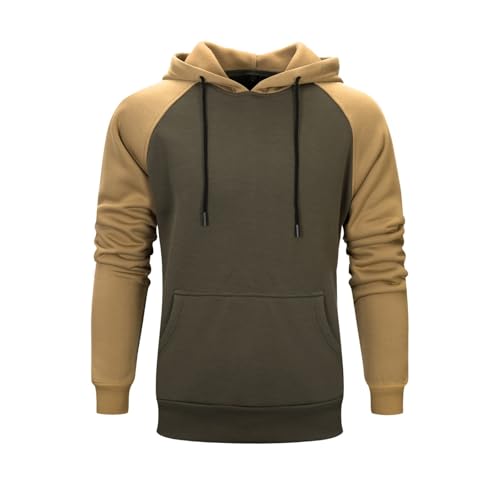 Generisch Sweatshirt Herren mit Kapuze Patchwork Hoodie Herren Pullover Langarm Kapuzenpulli mit Kordelzug Kapuzenpullover Farbblock Sweater Bequem Arbeitspullover Leichtgewichts Pulli mit Taschen von Generisch